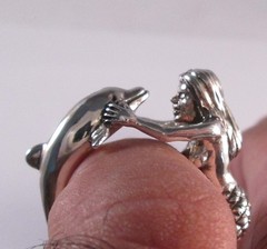 STERLING SILVER MERMAID AND DOLPHIN RING SIZE 8