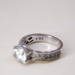 Size 5, Vintage Stauer Sterling Silver 925 Anniversary Band Ring with cz