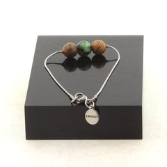 Anklet 1 Epidote Pearl From Australia + 8 Mm Wood Chain Made