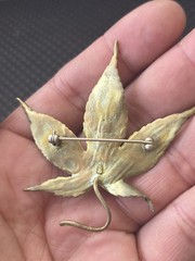 Vtg Rare MICHAEL MICHAUD Bronze Japanese Maple Flower Pin/brooch Pre Owned #H