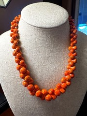 Jay King DTR 925 Necklace Red Orange Concave Coral Bead Sterling Silver Gift