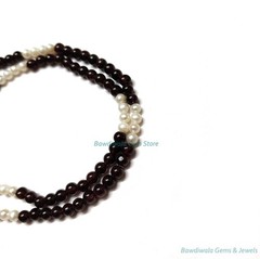 Garnet and Freshwater Pearl Beaded Necklace 16.5 Inch, 4.5-5mm Handmade Jewelry