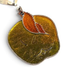 Artisan Retro Yellow Apple Pendant Choker Necklace Mod Orange Drop Earrings Set