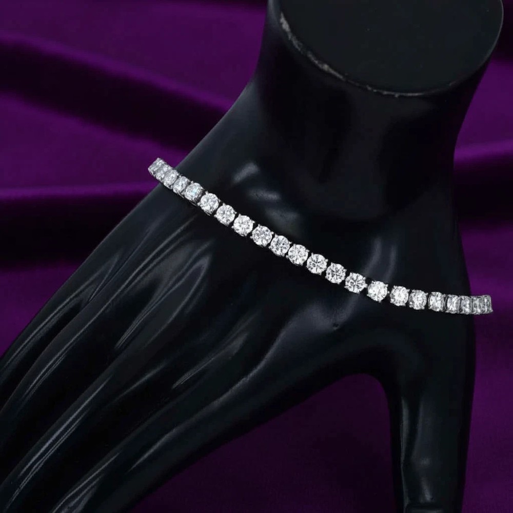 Rare 3.5 mm,7.5 Inches White Diamond Tennis Bracelet-Free Tariffs & Free Studs.