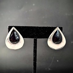 Boma Sterling Silver Black Onyx Earrings Signed 7.7g 1.25″