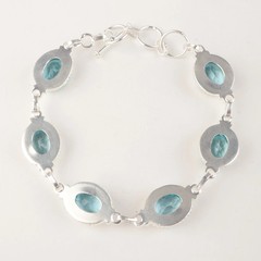 Handmade bracelet Aquamarine Gemstone 925 Sterling Silver bracelet Gift For Her