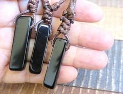 Men’s Crystal Necklace, Natural Black onyx Slab Stone Necklace, gemstone