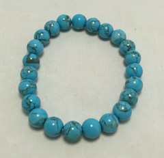 Dyed Howlite Gemstone Round Sphere Ball 6″ Elastic Band Bracelet
