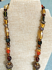 Brown Gold Seed Bead Boho Multi Strand Necklace Multi Color Beads