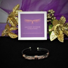 Cuff Bracelet/Copper and Black Leather-Handmade- Gift Box/Free Shipping-BL01110