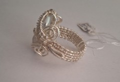 Hand Wrapped Ring Silver Coated With Large Fresh Water Pearl Size 9 Wingy Things
