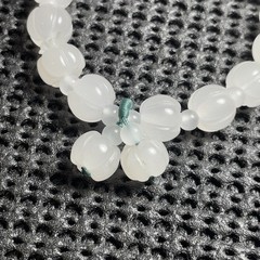 Natural White Jade Handmade Pumpkin Bead Bracelet Gift for Women Healing 9mm