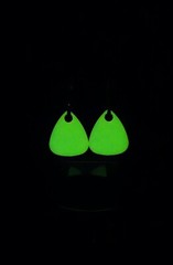 Glow In The Dark Dangling Guitar Pick Black Fish Hook Fashion Earrings