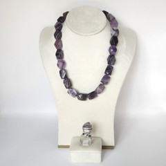 Handcrafted Purple Amethyst Nugget Necklace Silver Wire Wrap Ring Jewelry Set
