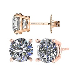 Rose Gold Plated Silver Stud Earrings With 5.00 CTTW Round Zirconia – 8.50 MM