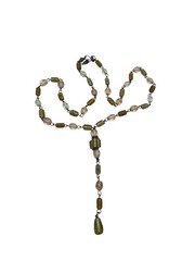 Dayne DuVall artisan signed handmade glass beaded y lariat necklace vintage