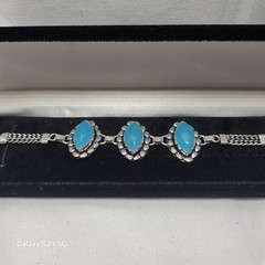 Sterling Silver 925 Turquoise-Style Marquise Bracelet Handmade