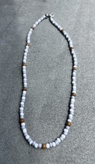 The Cloudy Day – White/Gray Handmade glass seed bead & stone Choker Necklace 16”