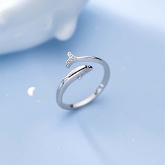 Sterling Silver Dolphin Ring,Dainty Fish Ring for Women Adjustable Open Ring
