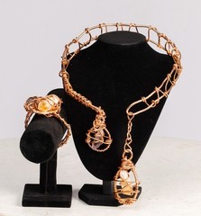 Handmade Copper Wire Wrapped Gemstone Necklace & Bracelet Set