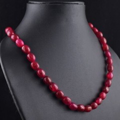 Wonderful 323 Cts Pink Ruby Beaded Oval Shape Awesome Necklace Jewelry AK 29E555