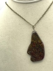 Reddish Brown Jasper Slab Pendant Necklace Semiprecious Gemstone Pendant