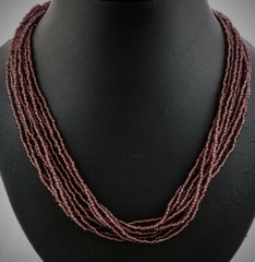 Handmade Necklace GLASS BEADS PURPLE CHAMPAGNE Tone 20 inch 10 Strands Adjust