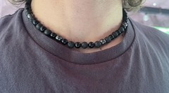 From the Ashes – Obsidian, Lava rock & Hematite Handmade beaded Choker 18”.
