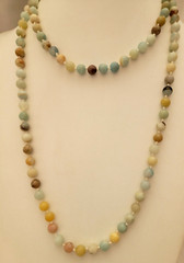 Amazonite Multicolored Hand Knotted Ball Beads Long Necklace 46″ L – 8mm
