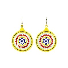 Hand made beded earring round shape multi colour