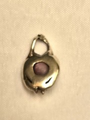 Vintage Handmade Silver Cast Pendant with Natural Star Ruby Cabochon
