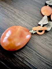 Tagua nut Necklace, Orange, Boutique Artisanal Handmade in Ecuador
