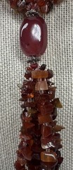 Artisan Carnelian Agate Chip Multi Strand Tassel Statement Bohemian Necklace