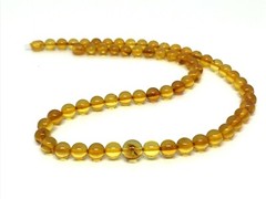 AMBER NECKLACE 2 INSECTS Gift Natural Baltic Amber Round Beads Insect 15g 17533