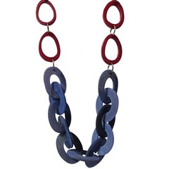 Handcrafted Omala Sustainable Red Blue Chain Link Necklace By Anju Animal Horn