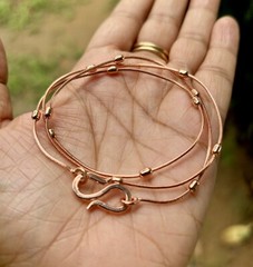 11 inch Pure Copper Thin Snake Chain With Oval spacer Anklet, Healing Jewelry