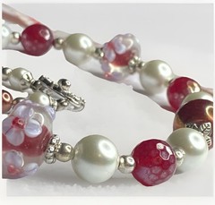 Artisan Handcrafted Art Deco Lampwork Glass Jewelry Necklace Mean Girlz #16 Pink