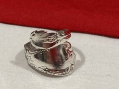 Vintage Artisan ONEIDA Silver Plated Flower SPOON BYPASS WRAP RING Adjustable