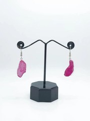 Pink Druzy Earrings Handmade Raw Gemstone Dangle Drop Jewelry Women