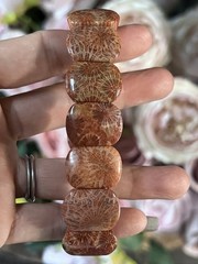 Natural Agatized Coral Fossil Beads Stretch Bracelet