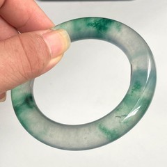 Certified icy Green 55mm Natural Grade A Burma jadeite Bangle Bracelet 7382