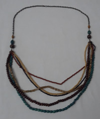 Artisan Crafted 6 Strand Boho Bohemian Earth Color Beaded Necklace 34 in
