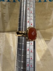 New Sundance Catalog Gold Vermeil Faceted Rectangle Red Onyx Ring Size 7