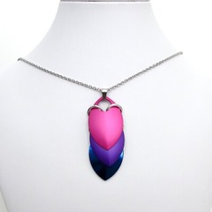 Large bisexual pride chainmail scale pendant handmade by TattooedAndChained