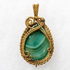 Wire-Wrapped 14/20 Gold-Filled Malachite Pendant