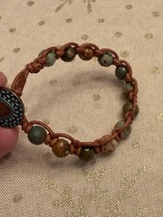 Ladies/Teen Gemstone And Leather Bracelet, 6.25”
