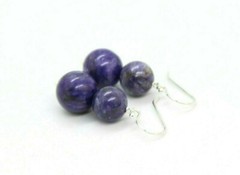 Sugilite Purple 8mm & 10mm Ball Gemstone 925 Sterling Silver Earrings 1 1/4″