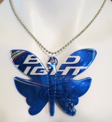 Handcrafted 3 1/4″ Butterfly Necklaces made from Beer & Soft Drink Cans, New.