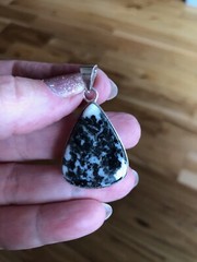 Artisan Southwest White Buffalo Turquoise Raindrop Pendant Shadow Bezel 1.5″
