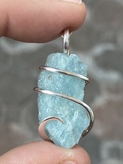 23.15ct Aquamarine Blue Shard In Forged Sterling Silver Pendant Ttl Wt